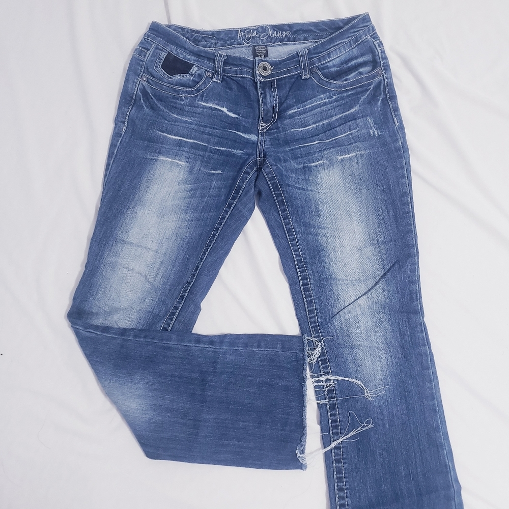 Ariya Jeans Straight Leg/ Flare Low Waisted Denim Jeans